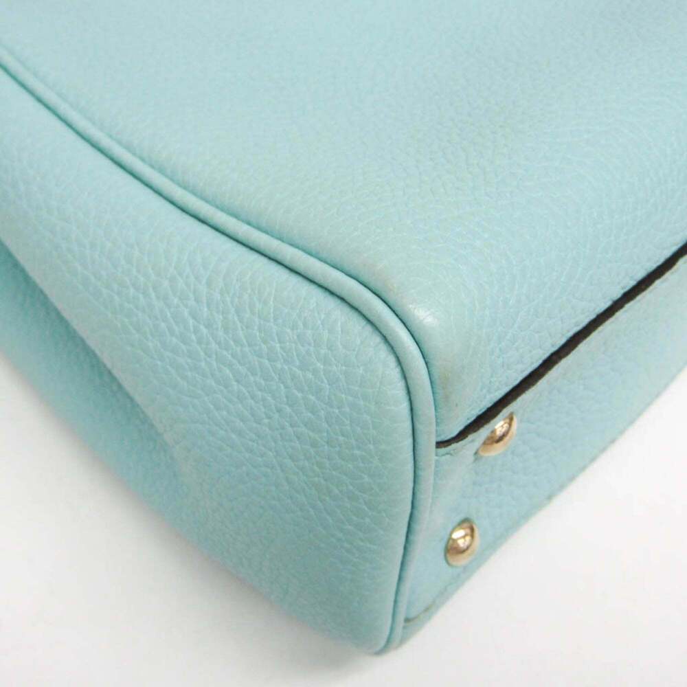 GUCCI Authentic Blue Leather Bamboo Shoulder Bag - Picture 5 of 16